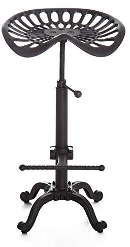 Industrieller Barhocker, drehbar, Traktorsitz, Küche, Esszimmer, Theke, Stuhl, extra höhenverstellbar, 63 - 78,7 cm, Eisenguss-Design