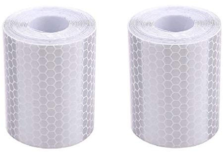 BigTron Cinta Adhesiva Reflectante, Seguridad Resistente a la Intemperie, 2 Rollos, 5 cm x 3 m, Color Blanco Plateado