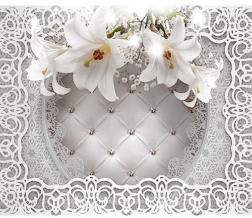 murando Fototapete Blumen Lilien 450x315 cm Vlies Tapeten Wandtapete XXL Moderne Wanddeko Design Wand Dekoration Wohnzimmer Schlafzimmer Büro Flur Ornament Leder Optik b-C-0212-a-b