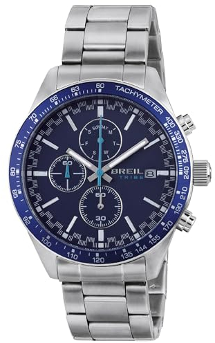 Breil, Collezione Fast, Orologio Uomo, Cronografo Uomo, con Cassa in Acciaio, Lunetta in Alluminio Blu con Dettagli Silver, Quadrante Blu, Sfere con Luminous, Resistente all'Acqua, Diametro 44 mm