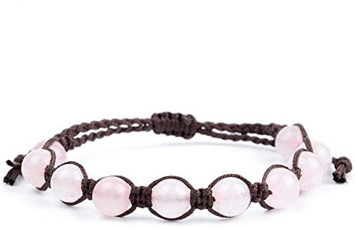 Stein Armband,Naturstein Armreif 7 Chakra Rosenquarz Perlen Seil Geflochtene Adjusatble Yoga Energie Charme Armbänder Schmuck Für Anxity Männer Mädchen