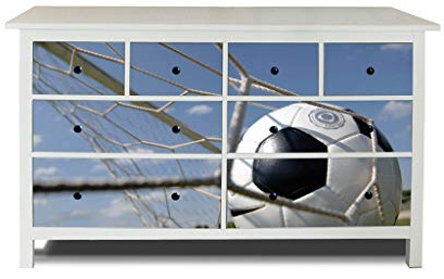 banjado® Möbelfolie selbstklebend für die IKEA Hemnes Kommode Schubladen - Schrankfolien selbstklebend mit Motiv Fußball/Möbelfolie Hemnes für Kinder