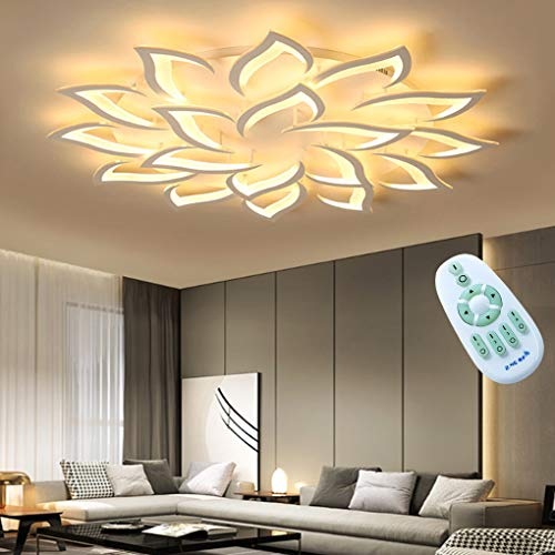 GHY LED Deckenleuchte Modern Wohnzimmerlampe Kreative Blumenform Design Deckenlampe Metall Acryl Blütenblätter Hängeleuchte Schlafzimmer Kinderzimmer Innenraum Lampe,18 heads
