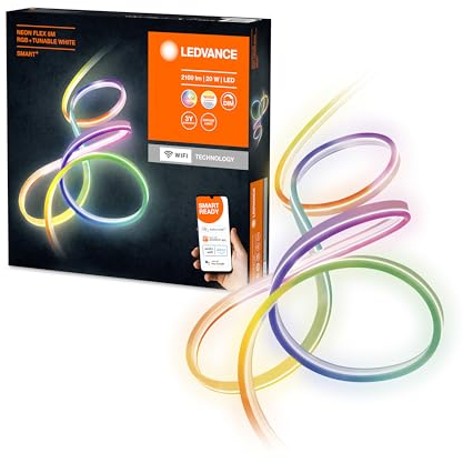 LEDVANCE Smarter LED Lichtschlauch mit WiFi Technologie für Außen, 5 Meter Länge, flexibel und biegsam, Lichtfarbe änderbar (2700-6500K), RGB-Farben änderbar, Schutzart IP44, SMART+ NEON FLEX RGBW