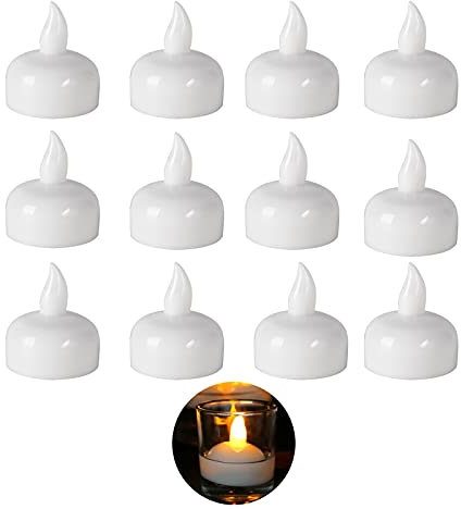 dragonaur-home decor Tea Light Long Lasting LED Battery Operated Flameless Candle Delicate Smokeless Practical Compatible with Party 12Pcs/Set yellow light