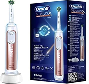 Oral-B Genius X Electric Toothbrush with Rechargeable Handle with Artificial Intelligence and 1 Replacement Head, Pink