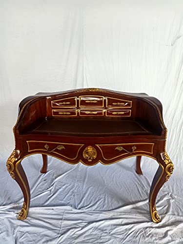 Königlicher Sekretär Barock Louis Seize Stil Renaissance Rokoko Farbe: Nussbaum/Gold Schreibtisch Schminktisch Länge132xHöhe100xBreite80cm Nr.20