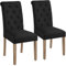 Yaheetech Juego de 2 Sillas de Comedor Silla Acolchada con Respaldo Alto Patas de Madera Silla Tela para Comedor Cocina Negra