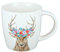 GILDE - 49996 - Kaffeebecher, Hirsch mit Blumenkranz, Porzellan, 8,5cm x 9cm, 350ml