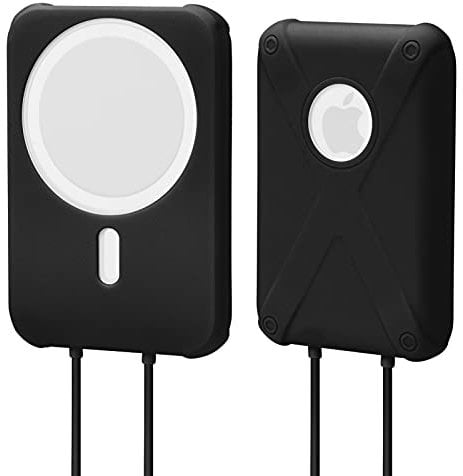 Simpolor Protective Case for Magsafe Portable Charger, Anti Scratch & Anti Slip Shockproof Silicone Cover with Hand Strap - Black