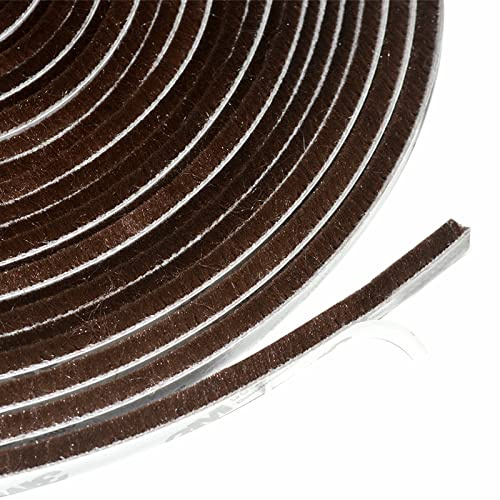 Self-Adhesive Sealing Tape for Doors and Windows, 1 Roll of 10 m Long, Door Seal, Sliding Door Brush, Door Seal, Sealing Strips for Sliding Doors (7 mm x 8 mm, Brown)