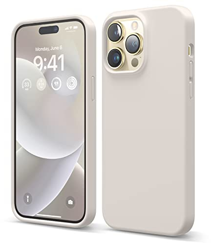 elago Liquid Silicone Case Kompatibel mit iPhone 14 Pro Max Hülle (6.7), Hochwertiges Silikon, Ganzkörperschutz - 4 Schichten stoßfeste Handyhülle, kratzfestes weiches Mikrofaserfutter (Taupe)