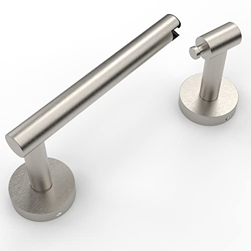 Ruacq Toilet Paper Holder Matte Black Double Post Pivoting Round Tissue Holders Roll Holder Hangers Toilet Paper Stand Stainless Steel and Zinc Alloy Modern Wall Mounted (Brushed Gold)