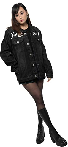 Yungblud Denim Jacket Be Fookin Happy Logo Official Unisex Black