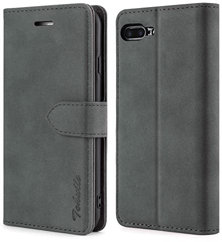 TOHULLE Case for iPhone 7 Plus iPhone 8 Plus, Premium PU Leather Wallet Case with Card Holder Kickstand Magnetic Closure Flip Folio Case Cover for iPhone 7 Plus/8 Plus - Grey