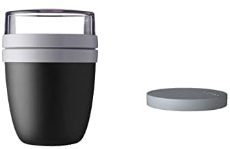 Mepal - Lunchpot Switch Ellipse - mach aus deinem Lunchpot einen Snackpot - Praktischer Müslibecher - Geeignet für Tiefkühler, Mikrowelle & Spülmachine - Old Nordic Black