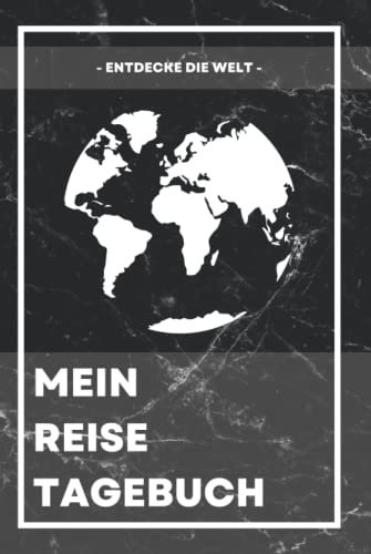 MEIN REISETAGEBUCH - Entdecke die Welt: Reisetagebuch zum Ausfüllen | Reisejournal zum Selberschreiben | Mit Platz zum Einkleben deiner Polaroidfotos ... Hardcover ca. Din A5 | Cover 1 Marmor schwarz