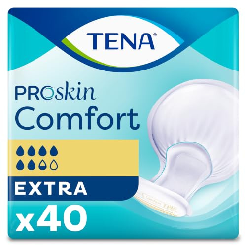 TENA ProSkin Comfort Incontinence Pads, Extra (40 Count) | Bowl-Shaped, for High Absorbency, Leakage Security & Skin Health, Breathable Back-Sheet & Secure Fit