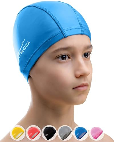 AqtivAqua Cuffia Piscina - Nuoto per Bambini, Uomo e Donna (Blu - Bambini)