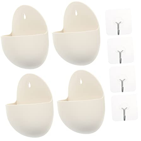 UPKOCH 4 Stück Hydroponische Wand-Blumentöpfe Kunststoff-Blumentöpfe Weißer Ständer Rustikale Garderobe Garten-Hängepflanzgefäß Balkon-Pflanzgefäße Weiße Moderne Töpfe Halbrunder