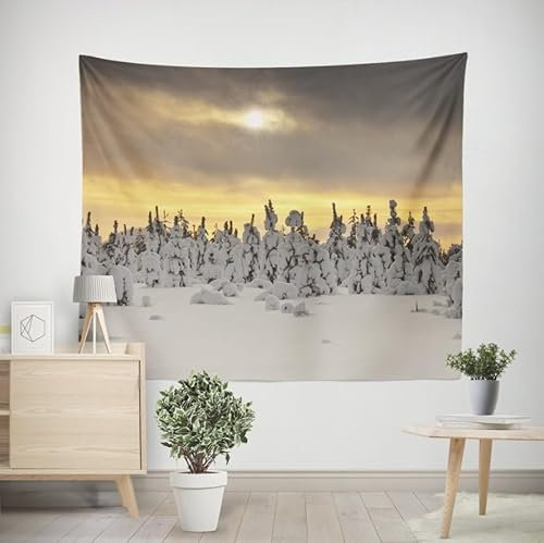 EHOMERY Tapisserie Murales Papier Peint Chambre Nature Peinture Décorative la Neige Wall Tableau Décoration Salon pour Le et 240x220cm