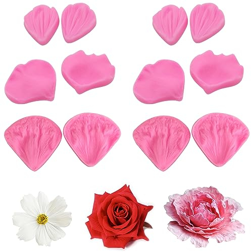Niuhong 12 Pcs Moldes Silicona Fondant Pétalos Rosa Forma Artesanal Chocolate Flores Decoración Pasteles Molde Flores Molde Floral Forma Decoración Hortensias Flores Moldes Silicona Pasteles Flores