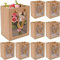 WSAMJIN 10 Stück Braun Geschenktüten mit Fenster, Kraftpapier Geschenktaschen Handtragebeutel Papier Einkaufstaschen für Geburtstag, Hochzeit, Party, Lebensmittellagerung und mehr (18×13×25cm)