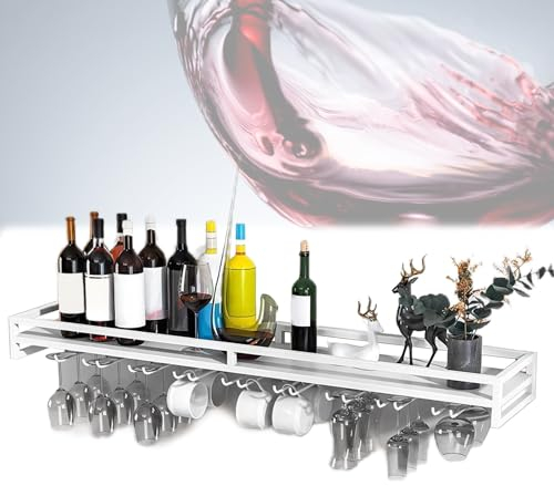 Wine Stemware Holder Width 24 32 40 In Metal Shelf Racks Wall Mounted Hanging Wine Glasses, Keys, Necklaces, Medals - Shelves 5, 7, 9 Rows Wine Glass Hanging Racks