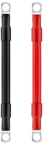QIMEI-SHOP Cavi Batteria Auto 25mm² 15cm Cavi Inverter Batteria 3AWG 12V Cavo Batteria con Capicorda ad Occhielli M10 per Camion Moto Marina Solare Rosso e Nero 2 Pezzi