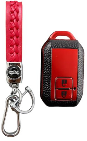 MEDZUK Coque Clé Compatible avec Suzuki Ignis 2017-2023 2024 Coque de Protection pour clé de Voiture TPU, Accessoire Étui pour Clés avec Porte-clés (Rouge)