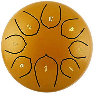 Stahlzungentrommel, 15,2 cm, Instrument, Geschenk, 8 Töne, Heilung, Musik, handgefertigte Schlagzeug-Sound-Performance mit Schlagzeugtasche, Drumsticks (Farbe: Weiß) (Gelb)