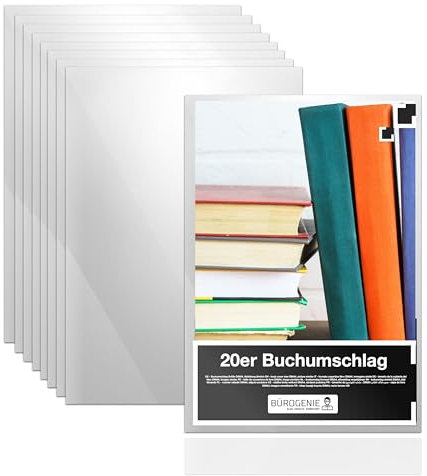 100x Buchumschlag klar & transparent Umschlag & Hefthülle - Buchschoner -DIN A4 – ideal für den Schutz von Büchern, Heften, Schulbüchern und Notizbüchern