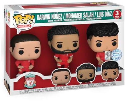 Funko 78250 Pop!-Fußball: Liverpool - Darwin Nunez, Mohamed Salah & Luis Diaz (Special Edition) 3er Pack