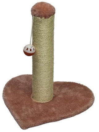 TresGatos Poste rascador Gato Árbol Rascador Gatos Base Forma Corazón Fabricado España Columna Sisal Cascabel (Rosa)