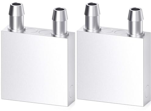 CLDIY Aluminium Wasserkühlblock, Flüssigkeitswasserkühler Kühlkörpersystem für PC Computer CPU Graphics Kühler Kühlkörper Endothermic Head Silber (40mm x 40mm x 12mm) 2 STÜCK