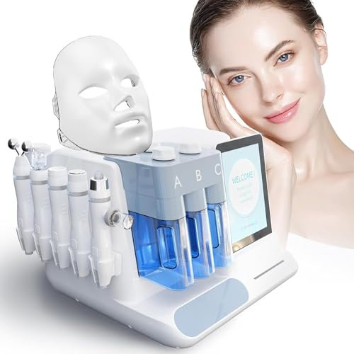 Máquina multifuncional de limpieza y cuidado facial 7 en 1 para levantamiento de la piel, hidrógeno, oxígeno, limpieza profunda, máscara LED, RF ultrasónica, terapia de agua, equipo de spa, pantalla