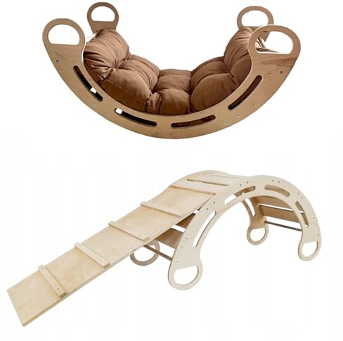 Slevobox Kinder Klettergerüst Indoor 85x41x39cm - Kletterdreieck mit Rutsche - Montessori Kletterbogen mit Kissen - Montessori Klettergerüst Kinderzimmer - Entwicklung der Motorischen Fähigkeiten