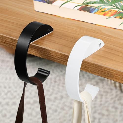 PEUTIER 2pcs C-Shaped Desk Purse Hooks, Handbag Hooks Desktop Hooks for Hanging Various Heavy Objects Suitable for All Bag Types