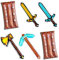 Inflatable Sword, 6Pcs Minnecraft Inflatable Toys Inflatable Shield and Sword Weapon Sword Pixel Inflatable Sword for Kids Inflatable Pixel Craft Swords for Birthday Cosplay Pool Halloween Party