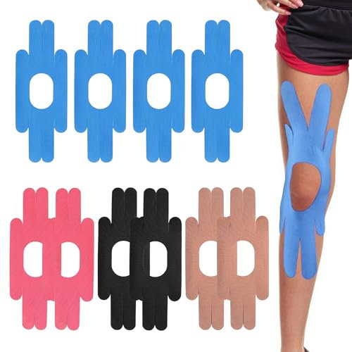 10 Stück Kinesiologie Tape Precut Tape Bondage Tape Vorgeschnitten Hautfreundlich mit Perfektem Trage-Komfort Wasserfestes für Den Knieschutz Beim Sport