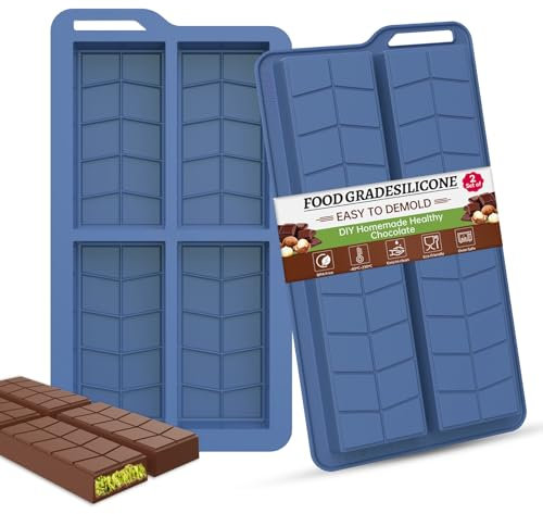 ZONBBEE Deep Chocolate Bar Moulds,Silicone Big and Thick 0.82inch Chocolate Mold Reusable for Baking Pistachio Candy Snacks