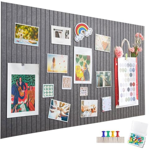 Große Filz Pinnwand Selbstklebend ，60 x 40cm Filzboard，dekorative Pinnwand aus Filz，faltbare Fototafel Memotafeln Memo Boards Bulletin Board Wanddekoration Bulletin Board für Büro Küche(Mondlichtgrau）