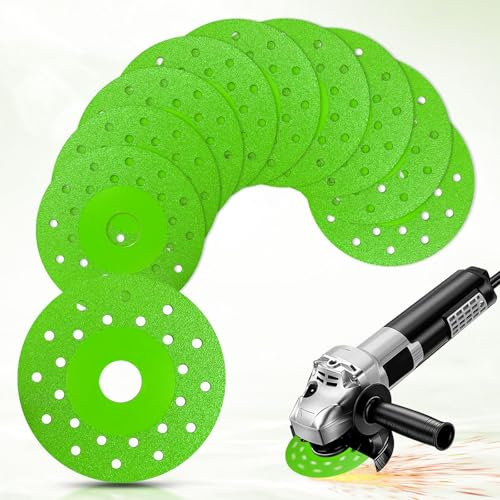 10Pcs Diamond Chamfered Saw Blade, Upgraded Porous Design Rock Slab Cutting Disc, 4 Inch Glass Cutting Disc 1mm Diamond Saw Blade for Angle Grinder