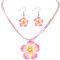YUEXNKO Orecchini Collana Donna Set, Floreale Gioielli Set, Orecchini Collana Festa Donna, Ciondolo Orecchini Collana Fiore, per Festa D'estate (Rosa)