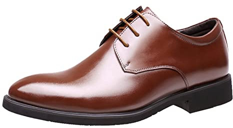 Scarpe da uomo Oxford, scarpe da uomo, classiche con lacci, comode, traspiranti, per il tempo libero, in pelle, per occasioni formali, marrone, 44 EU