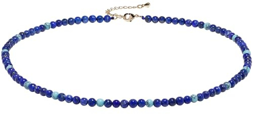 Xfoxstal Simple Boho Colorful 4mm Gemstones Necklaces for Women 16.5in | Adjustable 42-47 cm in Length, Women's Necklaces, Classic Lobster Clasp Closure, Handmade, Bohemian Style, Beach, Vacation