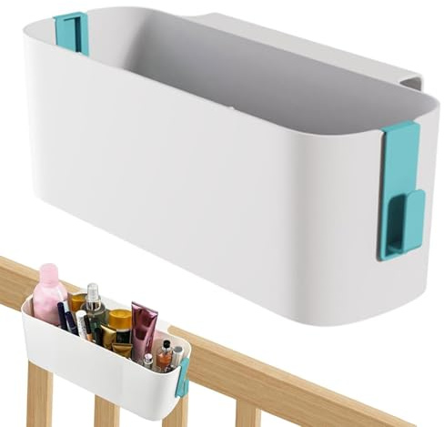 CAAGGMM Bett Organizer zum Einhängen, Hängebett Organizer Aufbewahrungskorb mit 2 Abnehmbarer Haken, Kunststoffe Betttasche Zum Einhängen, für Buch Magazin, Schlafsaal, Büro, Zuhause, Grün