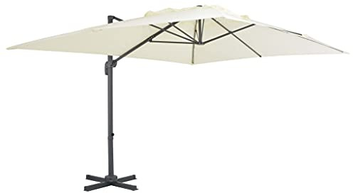Frdhee Balkonschirm Gartenschirm, Ampelschirm mit Aluminiummast 400 x 300 cm Sand für Garten & Terrasse