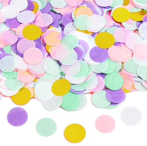 Xnegau Konfetti Pastell 6000 Stück 2,5cm Rund Große Konfetti Hochzeit (50g) | Konfettipapier für Geburtstag, Feier, Party Dekoration, Streudeko, Tischdeko für Luftballons Geschenkbox, Pastell Confetti