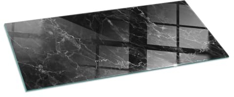 Kaminofen Glasplatte 125x50 cm Funken- und Kratzfest Rechteckig Bodenplatte Kaminglas für Kamin Funkenschutzplatte Gehärtetem Glas Ofenglas Kaminplatte - Elegantes Marmormuster